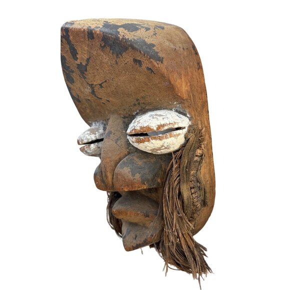 Dan Tribal Wooden Mask Wall Art Natural Fiber Guere Tribe  mask Ivory Coast 1950 - Picture 4 of 16